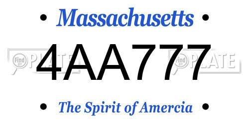 4AA777 Massachusetts License Plate