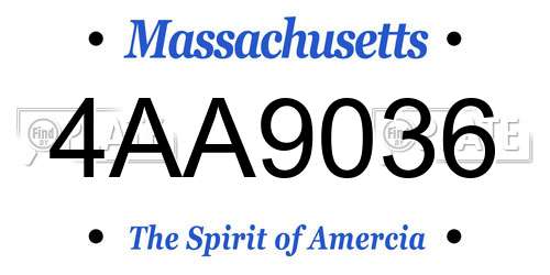 4AA9036 Massachusetts License Plate