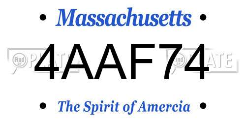 4AAF74 Massachusetts License Plate