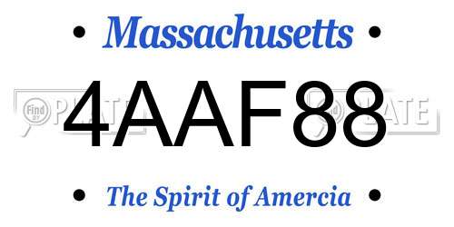 4AAF88 Massachusetts License Plate