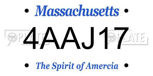 4AAJ17 Massachusetts License Plate