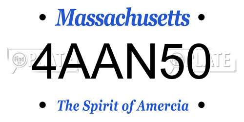 4AAN50 Massachusetts License Plate