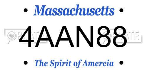 4AAN88 Massachusetts License Plate