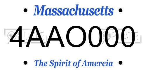 4AAO000 Massachusetts License Plate