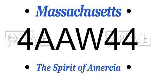 4AAW44 Massachusetts License Plate