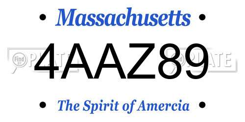 4AAZ89 Massachusetts License Plate