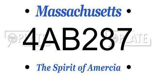 4AB287 Massachusetts License Plate