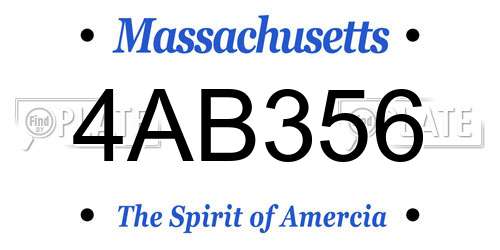 4AB356 Massachusetts License Plate