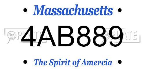 4AB889 Massachusetts License Plate