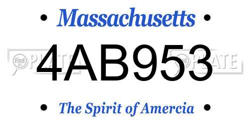 4AB953 Massachusetts License Plate