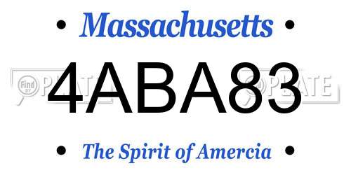 4ABA83 Massachusetts License Plate