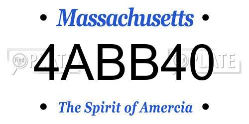 4ABB40 Massachusetts License Plate
