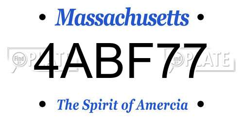 4ABF77 Massachusetts License Plate