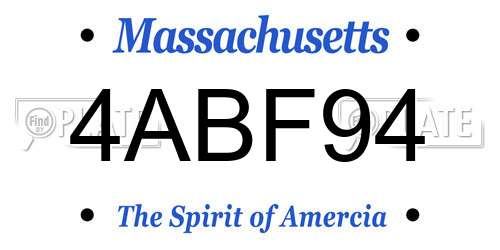 4ABF94 Massachusetts License Plate