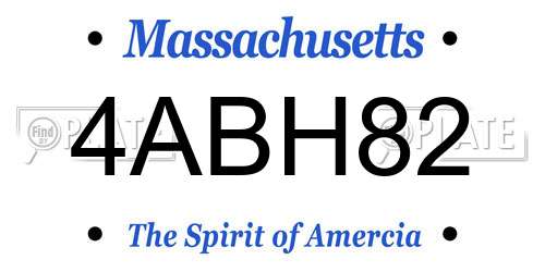 4ABH82 Massachusetts License Plate