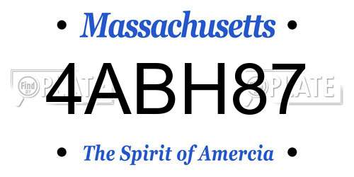 4ABH87 Massachusetts License Plate