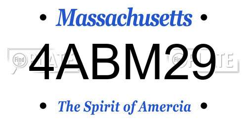 4ABM29 Massachusetts License Plate