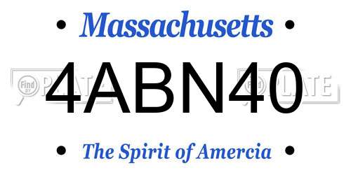 4ABN40 Massachusetts License Plate