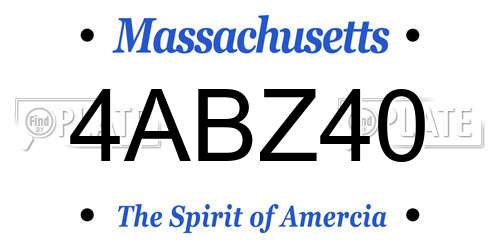 4ABZ40 Massachusetts License Plate