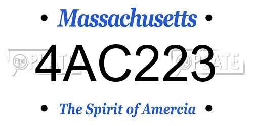 4AC223 Massachusetts License Plate