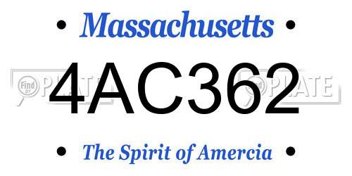 4AC362 Massachusetts License Plate