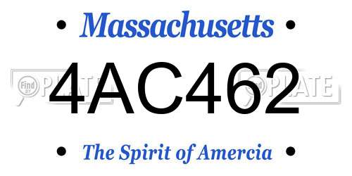 4AC462 Massachusetts License Plate