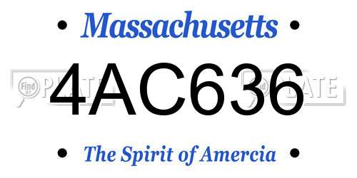 4AC636 Massachusetts License Plate