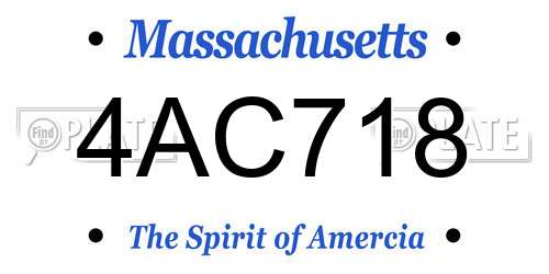 4AC718 Massachusetts License Plate