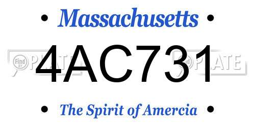 4AC731 Massachusetts License Plate