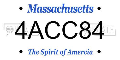 4ACC84 Massachusetts License Plate