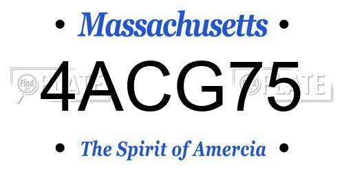4ACG75 Massachusetts License Plate