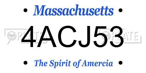 4ACJ53 Massachusetts License Plate