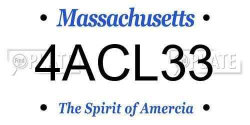 4ACL33 Massachusetts License Plate
