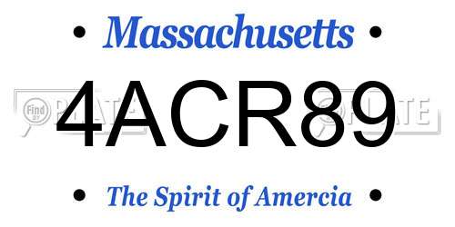 4ACR89 Massachusetts License Plate
