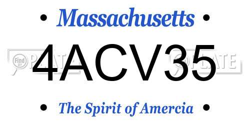 4ACV35 Massachusetts License Plate