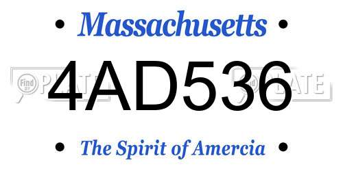 4AD536 Massachusetts License Plate