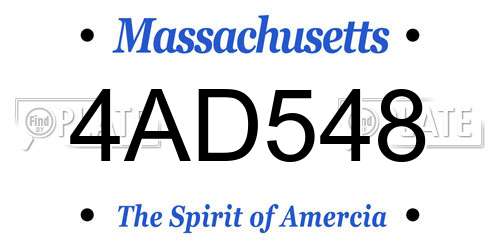 4AD548 Massachusetts License Plate
