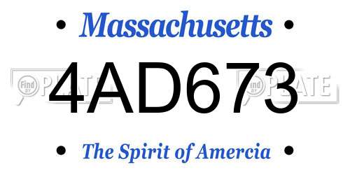 4AD673 Massachusetts License Plate