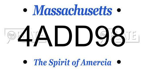 4ADD98 Massachusetts License Plate