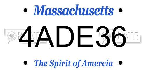 4ADE36 Massachusetts License Plate