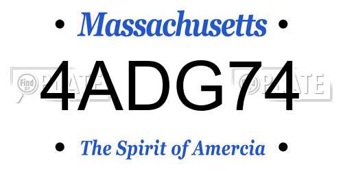 4ADG74 Massachusetts License Plate