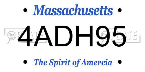 4ADH95 Massachusetts License Plate