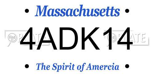 4ADK14 Massachusetts License Plate