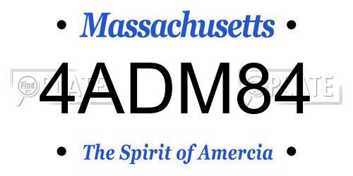 4ADM84 Massachusetts License Plate