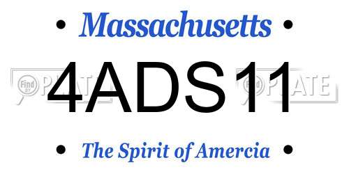 4ADS11 Massachusetts License Plate