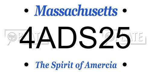 4ADS25 Massachusetts License Plate