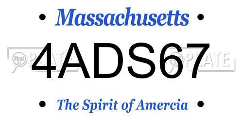 4ADS67 Massachusetts License Plate