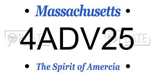 4ADV25 Massachusetts License Plate