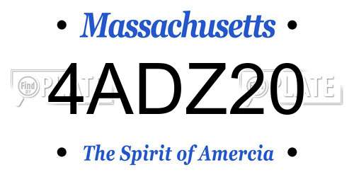 4ADZ20 Massachusetts License Plate