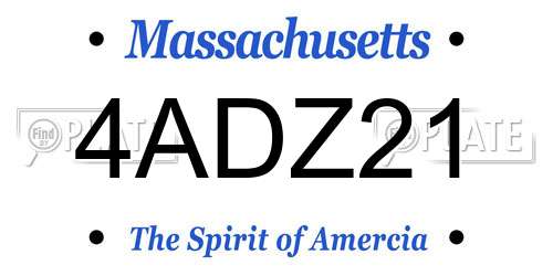 4ADZ21 Massachusetts License Plate